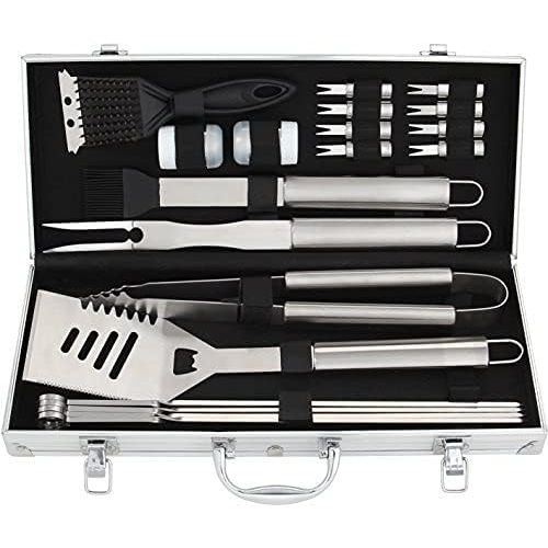  ROMANTICIST 20pc Heavy Duty BBQ Grill Tool Set in Case - The Very Best Grill Gift on Birthday Wedding - Professional BBQ Accessories Set for Outdoor Cooking Camping Grilling Smokin