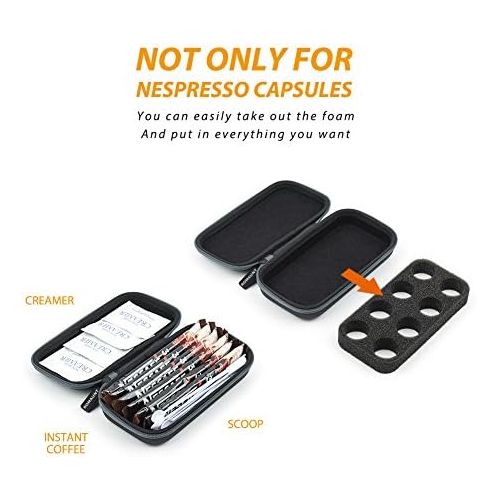  ROMAUNT Protective Carrying Case For Nespresso & Compatible Capsules Portable Espresso Maker Coffee Pod Holder PU Material Hard Shell Portable Grey(2 Pack, 4 Pods,8 Pods)