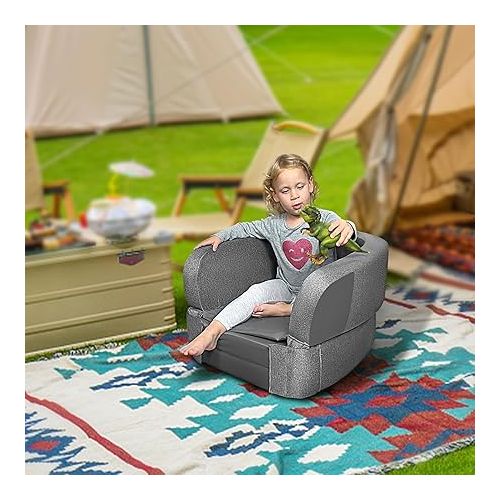  RONBEI Toddler Travel Bed, 2-in-1 Kids Travel Beds Sofa Chair, Foldable Portable Toddler Bed