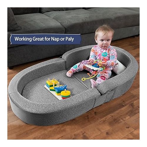  RONBEI Toddler Travel Bed, 2-in-1 Kids Travel Beds Sofa Chair, Foldable Portable Toddler Bed