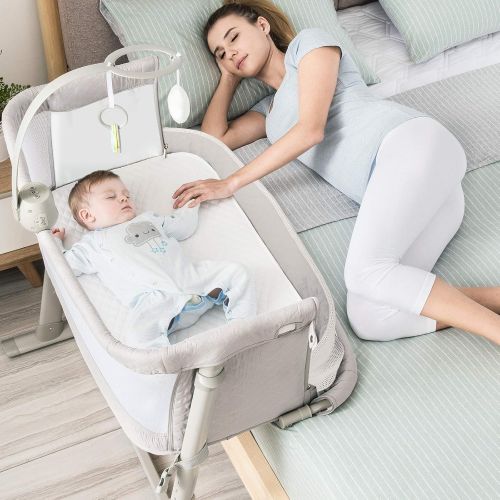  Baby Bassinet,RONBEI Bedside Sleeper Baby Bed Cribs,Baby Bed to Bed, Newborn Baby Crib,Adjustable Portable Bed for Infant/Baby Boy/Baby Girl (Bassinet)