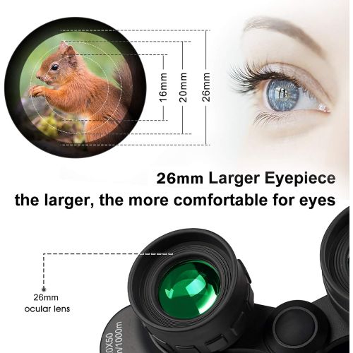  [아마존베스트]RONHAN 20x50 High Power Military Binoculars, Compact HD Professional/Daily Waterproof Binoculars Telescope for Adults Bird Watching Travel Hunting Football-BAK4 Prism FMC Lens-with Case a