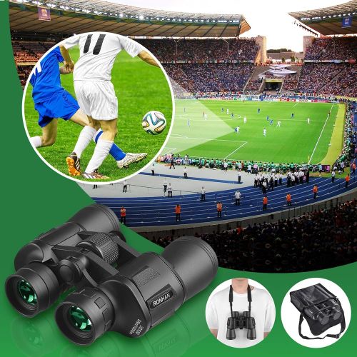  [아마존베스트]RONHAN 20x50 High Power Military Binoculars, Compact HD Professional/Daily Waterproof Binoculars Telescope for Adults Bird Watching Travel Hunting Football-BAK4 Prism FMC Lens-with Case a