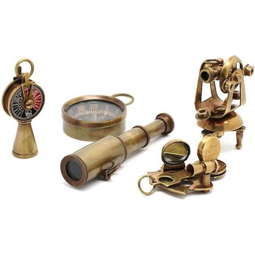  [아마존베스트]ROORKEE INSTRUMENTS (INDIA) A NAUTICAL REPRODUCTION HOUSE Nautical Gift Set-Miniature Telescope,Theodolite,Telegraph,Sextant,Compass/Accessorize a Steampunk Outfit