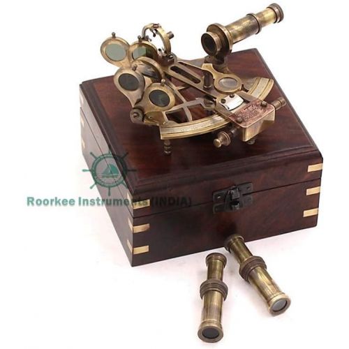  [아마존베스트]ROORKEE INSTRUMENTS (INDIA) A NAUTICAL REPRODUCTION HOUSE Roorkee Instruments India Sextant for Navigation/Marine Brass Sextant Instrument for Ship/Celestial & Nautical Sextant with Two Extra Sighting Telescope/Astrolable Sextant Tool wit