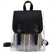 ROOSSI Fashion PVC Backpack Transparent Womens Striped Backpacks Sports Outdoor Clear Bag Multifunction Travel Backpacks Black