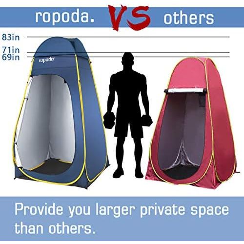  ROPODA Pop Up Tent 83inches x 48inches x 48inches, Upgrade Privacy Tent, Porta-Potty Tent Includes 1 Removable Bottom, 8 Stakes, 1 Removable Rain Cover, 1 Carrying Bag