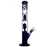 [아마존베스트]RORA Glass Bong Percolator 40 cm Tall Shisha Glass Bong Fashion Designed Spool Percolator Water Pipe with Splash Guard on Glass 14 mm Downstem, blue, large