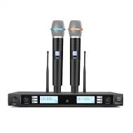 ROSI AUDIO PRO ROSI Professional Wireless Microphone System with 2 Handheld Mics Dual Channel UHF Wireless Microphone with 200 Selectable Frequencies 300Ft Range Ideal for weddings, Karaoke, soci
