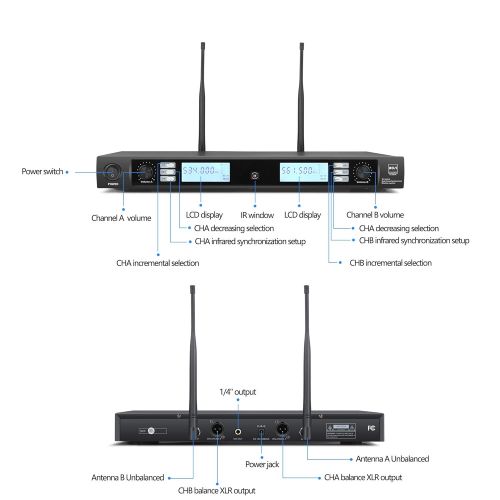  ROSI AUDIO PRO ROSI Professional Wireless Microphone System with 2 Handheld Mics Dual Channel UHF Wireless Microphone with 200 Selectable Frequencies 300Ft Range Ideal for weddings, Karaoke, soci