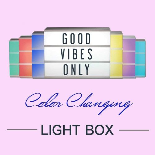  Cinema Light Box, ROTEK A4 Size 7 Colors Remote-Controlled LED Rechargeble Light Box with 189 Letters,Built-in Battery DIY Light Box for Wedding, Halloween, Chrismas,Dorm Room Deco