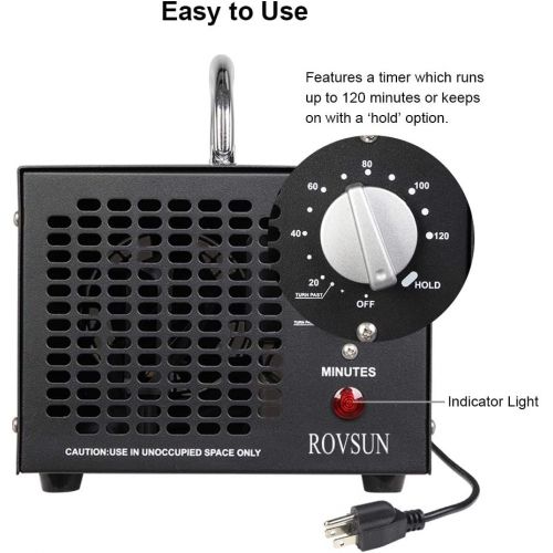  ROVSUN Commercial Home 5000mg/h Air Ozone Generator & Air Purifier with Timer 50W 110V Home Air Purifier Deodorizer Sterilizer for Odor Removal in Large Room Hotel Farms Smoke Car