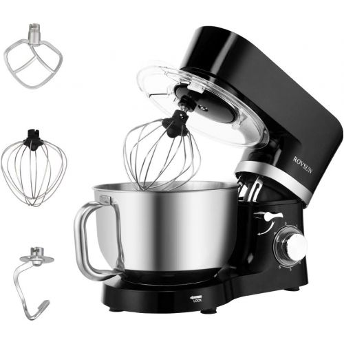  [아마존베스트]ROVSUN 5.8 Quart Stand Mixer, 660W 6-Speed Electric Tilt-Head Kitchen Food Mixer with Stainless Steel Bowl, Dough Hook, Beater, Whisk (Black)