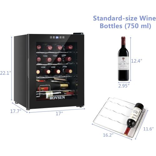  [아마존베스트]ROVSUN 18/28 Bottle Wine Cooler, Freestanding Compressor Wine Chiller w/Digital Temperature Control & Double-layer Glass Door for Red/White Wine, Champagne and More (18 Bottle)