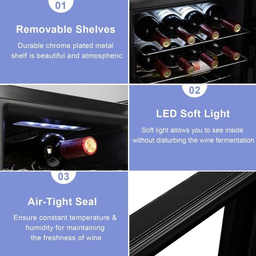  [아마존베스트]ROVSUN 18/28 Bottle Wine Cooler, Freestanding Compressor Wine Chiller w/Digital Temperature Control & Double-layer Glass Door for Red/White Wine, Champagne and More (18 Bottle)