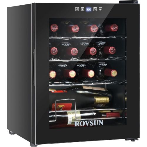  [아마존베스트]ROVSUN 18/28 Bottle Wine Cooler, Freestanding Compressor Wine Chiller w/Digital Temperature Control & Double-layer Glass Door for Red/White Wine, Champagne and More (18 Bottle)