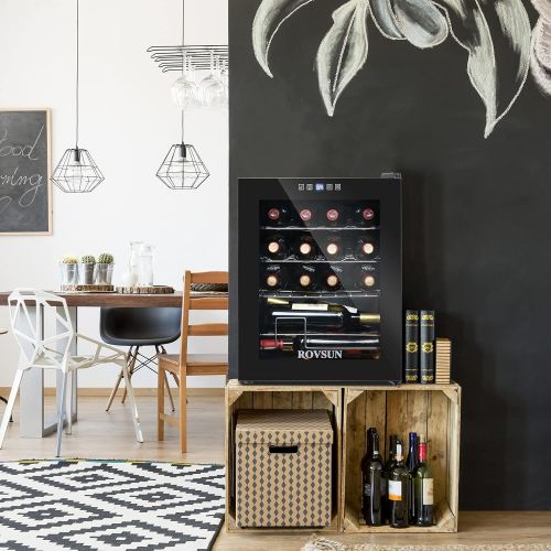  [아마존베스트]ROVSUN 18/28 Bottle Wine Cooler, Freestanding Compressor Wine Chiller w/Digital Temperature Control & Double-layer Glass Door for Red/White Wine, Champagne and More (18 Bottle)