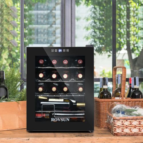  [아마존베스트]ROVSUN 18/28 Bottle Wine Cooler, Freestanding Compressor Wine Chiller w/Digital Temperature Control & Double-layer Glass Door for Red/White Wine, Champagne and More (18 Bottle)