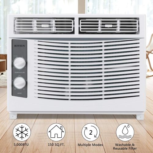  ROVSUN 5000 BTU Window Air Conditioner, Energy Saving AC Unit with Mechanical Controls, Ideal for Rooms up to 150 Square Feet, 115V/60Hz, White