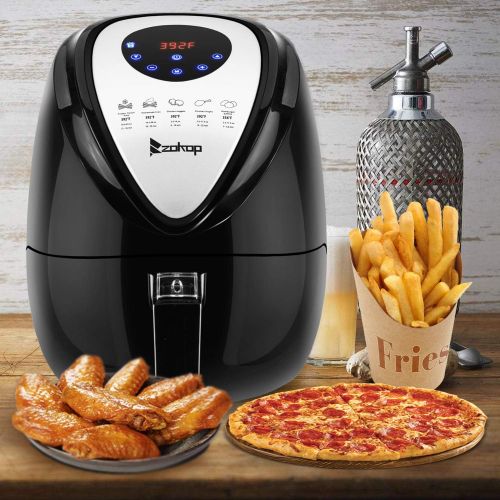  ROVSUN 7-IN-1 Digital Hot Air Fryer XL 5.6QT Capacity,ETL 1800W Electric Deep Fryers Multi-Function Oven Cooker wTemp Time Control,Recipe Cookbook Metal Racks Tongs,Dishwasher Saf