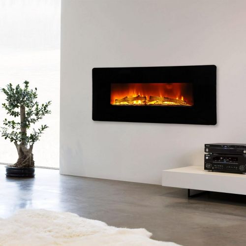  ROVSUN 36 Wall Mounted Electric Fireplace W/Remote Control & Timer, 1400W Freestanding Large Modern Adjustable Space Heater,Flat Panel &36 Color Mode Combinations,CSA Approved