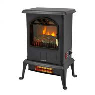 ROVSUN 22.4”H Electric Fireplace Stove w/ Realistic Flame Effect, Infrared Quarts Freestanding Heater for Indoor, w/ Overheat & Tip Over Protection, 2 Heat Settings 1000W/1500W, ET