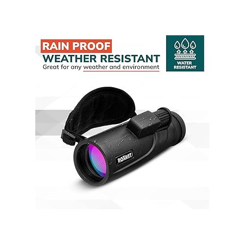  Roxant Falcon Monocular Telescope for Smartphone - 10x42 High Definition BAK4 Prism Focusing Scope - Monoculars for Adults - Includes Monocular, Phone Adapter, Mini Tripod, Case & Lens Cap