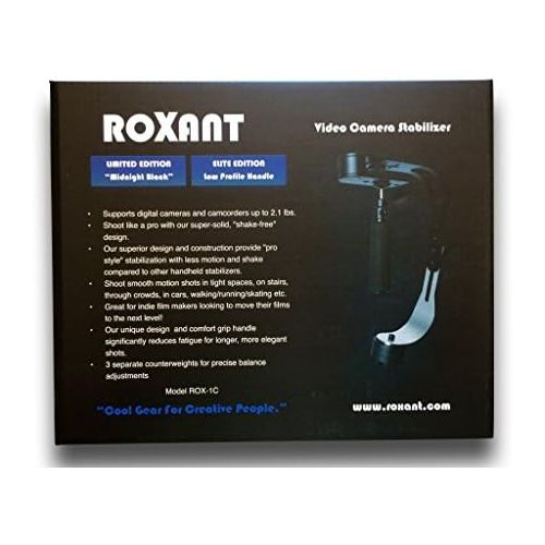  The Official Roxant Pro Video Camera Stabilizer Limited Edition (Midnight Black) with Low Profile Handle for GoPro, Smartphone, Canon, Nikon - or Any Camera up to 2.1 lbs. - Comes