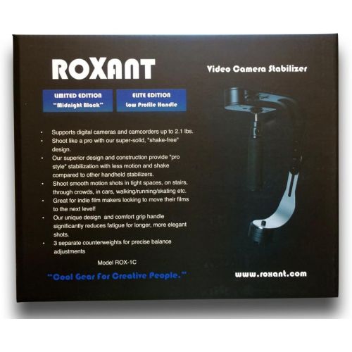  The Official Roxant Pro Video Camera Stabilizer Limited Edition (Midnight Black) with Low Profile Handle for GoPro, Smartphone, Canon, Nikon - or Any Camera up to 2.1 lbs. - Comes