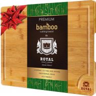 [아마존 핫딜] ROYAL CRAFT WOOD EXTRA LARGE Organic Bamboo Cutting Board with Juice Groove - Best Kitchen Chopping Board for Meat (Butcher Block) Cheese and Vegetables | Anti Microbial Heavy Duty Serving Tray w/H