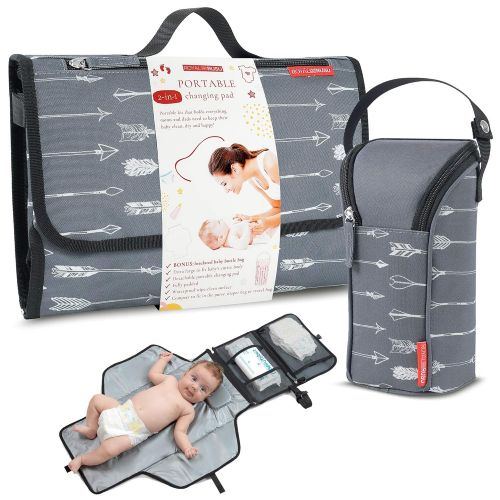  Royal Rusu Portable Changing Pad with Detachable Extension - Diaper Changing Pad for Babies Suitable as Lightweight Baby Changing Station with Built-in Bottle Support,Arrow Print