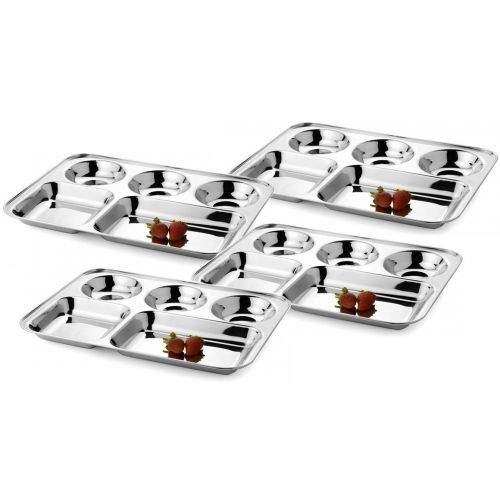  ROYAL SAPPHIRE Stainless Steel Compartment Food Tray Large Divided Camping Plates Set Of 6