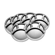 ROYAL SAPPHIRE 6-Pack STAINLESS STEEL Plate: 4 Compartment |12 wide | Divided Plates for Picky Eaters | Kids, Toddler Plates | Camping Plate | Party Plates