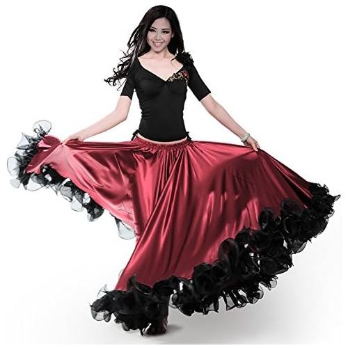  ROYAL SMEELA Belly Dance Skirt for Women Belly Dancing Costume Flamenco Maxi Full Tribal ATS 25 Yard Skirts 720 Degree Satin
