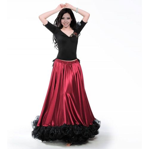  ROYAL SMEELA Belly Dance Skirt for Women Belly Dancing Costume Flamenco Maxi Full Tribal ATS 25 Yard Skirts 720 Degree Satin