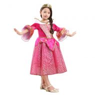 ROYAL WIND Sleeping Beauty Princess Aurora Girls Deluxe Pink Party Dress Costume