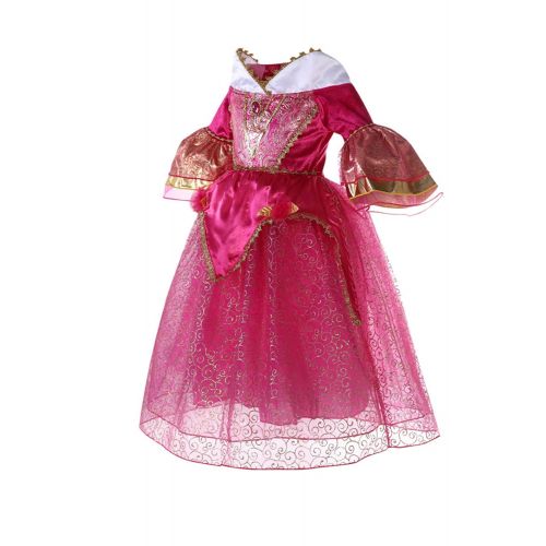  ROYAL WIND Sleeping Beauty Princess Aurora Girls Deluxe Pink Party Dress Costume