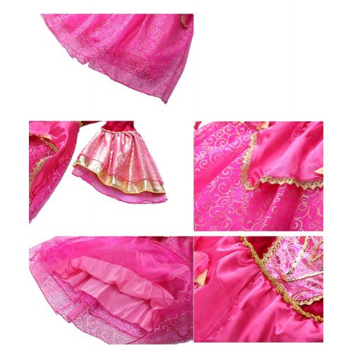  ROYAL WIND Sleeping Beauty Princess Aurora Girls Deluxe Pink Party Dress Costume