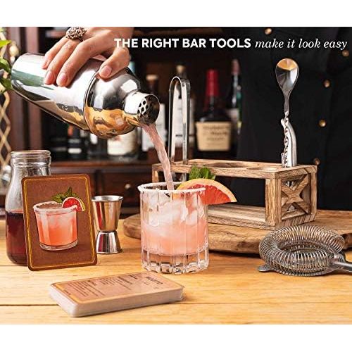  [아마존베스트]ROYALE MIX Mixology Bartender Kit with Stand - Rustproof Cocktail Set - Bar Sets for the Home with Cocktail Kit Cards - Bar Kit for Special Occasions for Him & Her - Stainless Steel Bartender