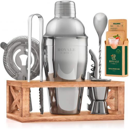  [아마존베스트]ROYALE MIX Mixology Bartender Kit with Stand - Rustproof Cocktail Set - Bar Sets for the Home with Cocktail Kit Cards - Bar Kit for Special Occasions for Him & Her - Stainless Steel Bartender