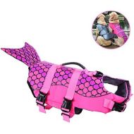 ROZKITCH Albabara Ripstop Adjustable Dog Life Jacket with Rubber Handle Pet Puppy Saver Swimming Water Life Vest Preserver Flotation Aid Buoyancy Fish and Shark Style with fin for Small Med
