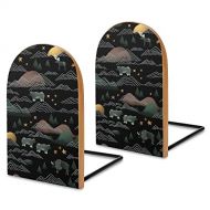 RRUTY Home on The Range Black Wood Bookends,Pack of 1 Pair,Non Skid,Book Stand for Heavy Books/Office Files/Magazine