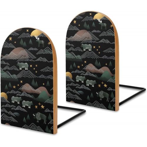  RRUTY Home on The Range Black Wood Bookends,Pack of 1 Pair,Non Skid,Book Stand for Heavy Books/Office Files/Magazine