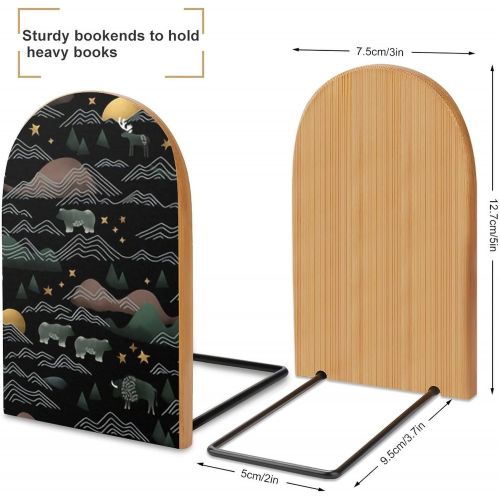  RRUTY Home on The Range Black Wood Bookends,Pack of 1 Pair,Non Skid,Book Stand for Heavy Books/Office Files/Magazine