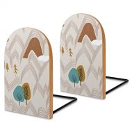 RRUTY Woodfall Mountain Range Wood Bookends,Pack of 1 Pair,Non Skid,Book Stand for Heavy Books/Office Files/Magazine