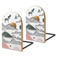 RRUTY Home on The Range Wood Bookends,Pack of 1 Pair,Non Skid,Book Stand for Heavy Books/Office Files/Magazine