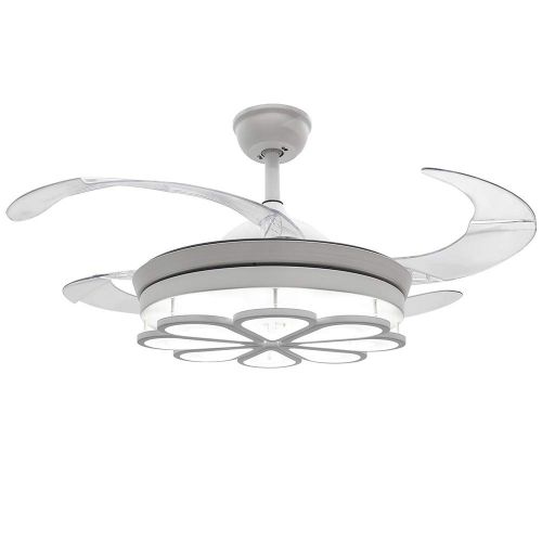  RS Lighting 42 inch Ceiling Fans and Lights 48W LED Third Gear Light Retractable of Ceiling Fan with Remote -for Indoor, Outdoor, Living room, Corridor,Dining Room-Ivory White (Whi