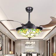 RS Lighting Colorful Craftmade Retractabl Ceiling Fans 42-Inch Brown Acrylic Blade Fan Chandelier Lamp Electric Fan Chandelier for Bedroom, Living and Dining Room Lighting Fixture