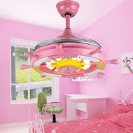 RS Lighting Children Bedroom Retractable 36 inch Pink Ceiling Fan Lights Pirate Ship Steering Wheel Led Fan Chandelier for Living Room Ceiling Lights