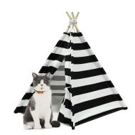 RSFZ Pet Teepee for Cats Dogs Rabbits- Indoor or Outdoor Portable Pet Tents & House with Floor, 24inch Tall for Pets up to 18Lbs